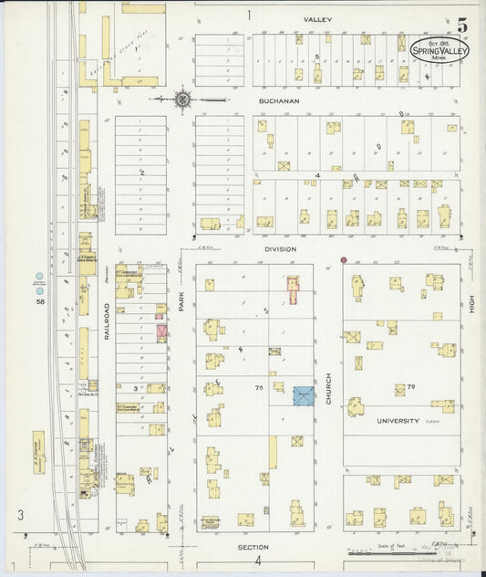 Sanborn Fire Insurance Map from Spring Valley, Fillmore County, Minnesota (1915), Sheet #0005 - Historic Sanborn Fire Insurance Map Print, vintage old map wall art, antique decor, genealogy gift, Minnesota Minnesota map