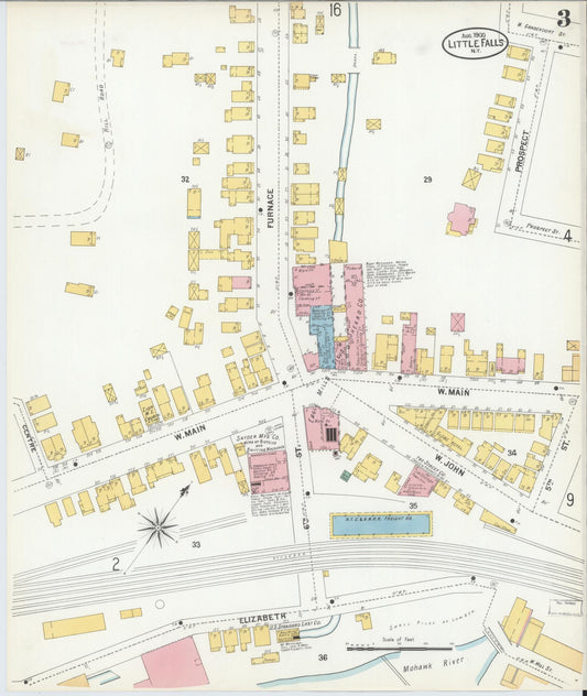 Sanborn Fire Insurance Map from Little Falls, Herkimer County, New York (1900), Sheet #0003 - Historic Sanborn Fire Insurance Map Print, vintage old map wall art, antique decor, genealogy gift, New York New York map