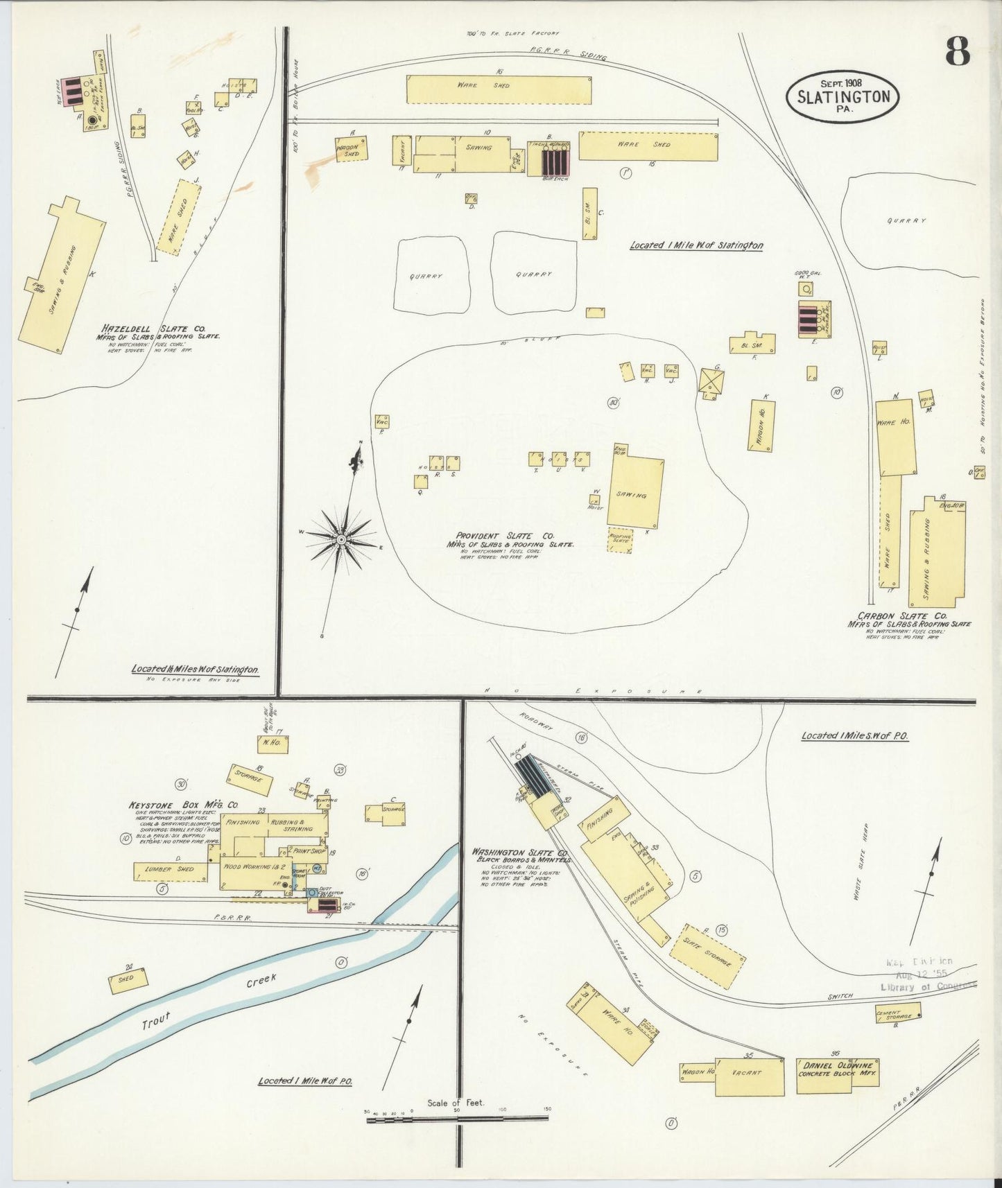 Sanborn Fire Insurance Map from Slatington, Lehigh County, Pennsylvania (1908), Sheet #0008 - Historic Sanborn Fire Insurance Map Print, vintage old map wall art, antique decor, genealogy gift, Pennsylvania Pennsylvania map