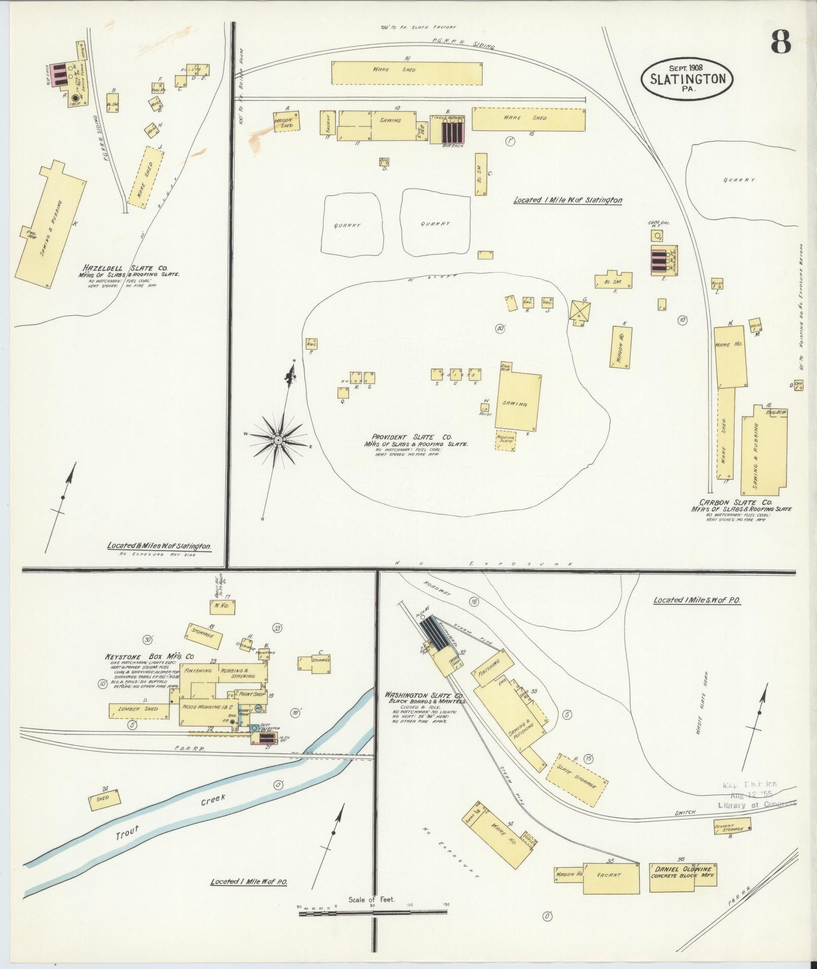 Sanborn Fire Insurance Map from Slatington, Lehigh County, Pennsylvania (1908), Sheet #0008 - Historic Sanborn Fire Insurance Map Print, vintage old map wall art, antique decor, genealogy gift, Pennsylvania Pennsylvania map