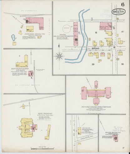Sanborn Fire Insurance Map from Bristol, Sullivan County, Tennessee (1892), Sheet #0006 - Complete Map Set gallery image, historic Sanborn map, vintage wall art, Tennessee Tennessee