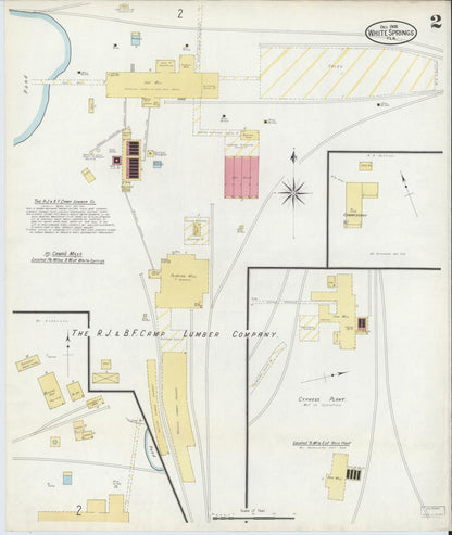 Sanborn Fire Insurance Map from White Springs, Hamilton County, Florida (1908), Sheet #0002 - Complete Map Set gallery image, historic Sanborn map, vintage wall art, Florida Florida