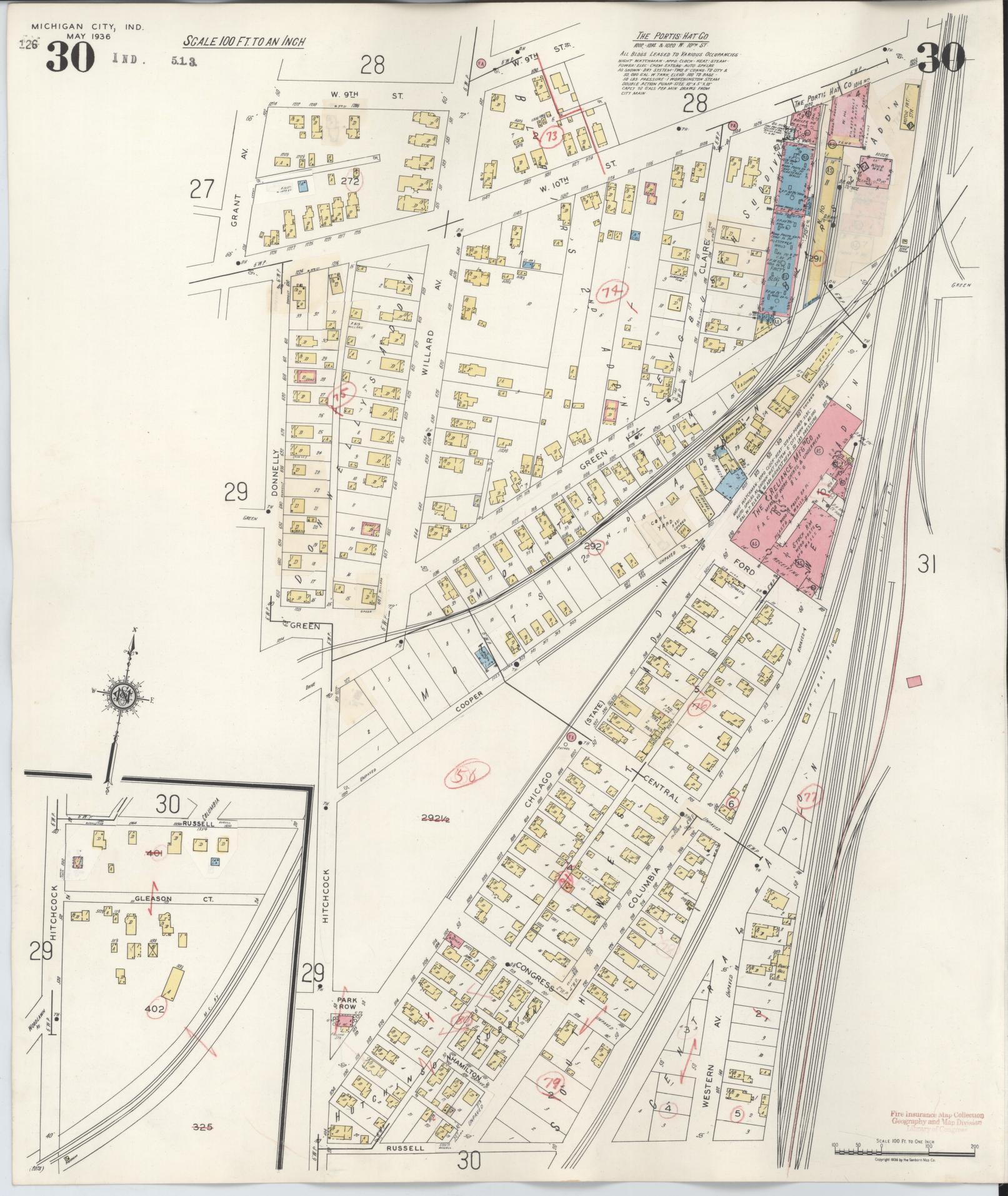 Sanborn Fire Insurance Map from Michigan City, La Porte County, Indiana (1948), Sheet #0030 - Historic Sanborn Fire Insurance Map Print, vintage old map wall art, antique decor, genealogy gift, Michigan Michigan map