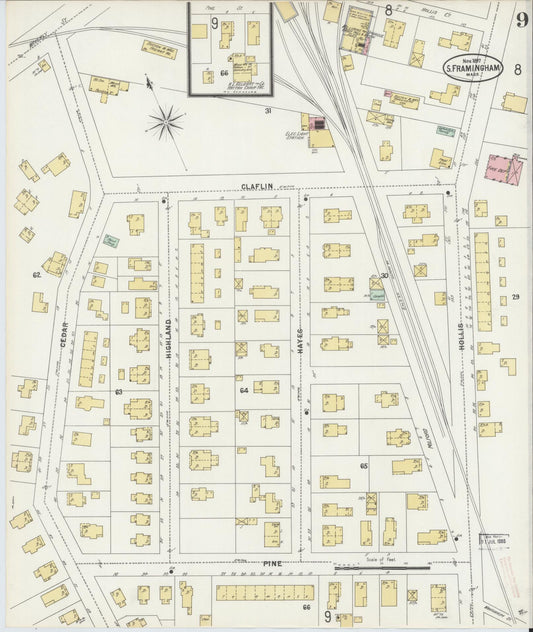 Sanborn Fire Insurance Map from South Farmington, Middlesex County, Massachusetts (1897), Sheet #0009 - Historic Sanborn Fire Insurance Map Print, vintage old map wall art, antique decor, genealogy gift, Massachusetts Massachusetts map
