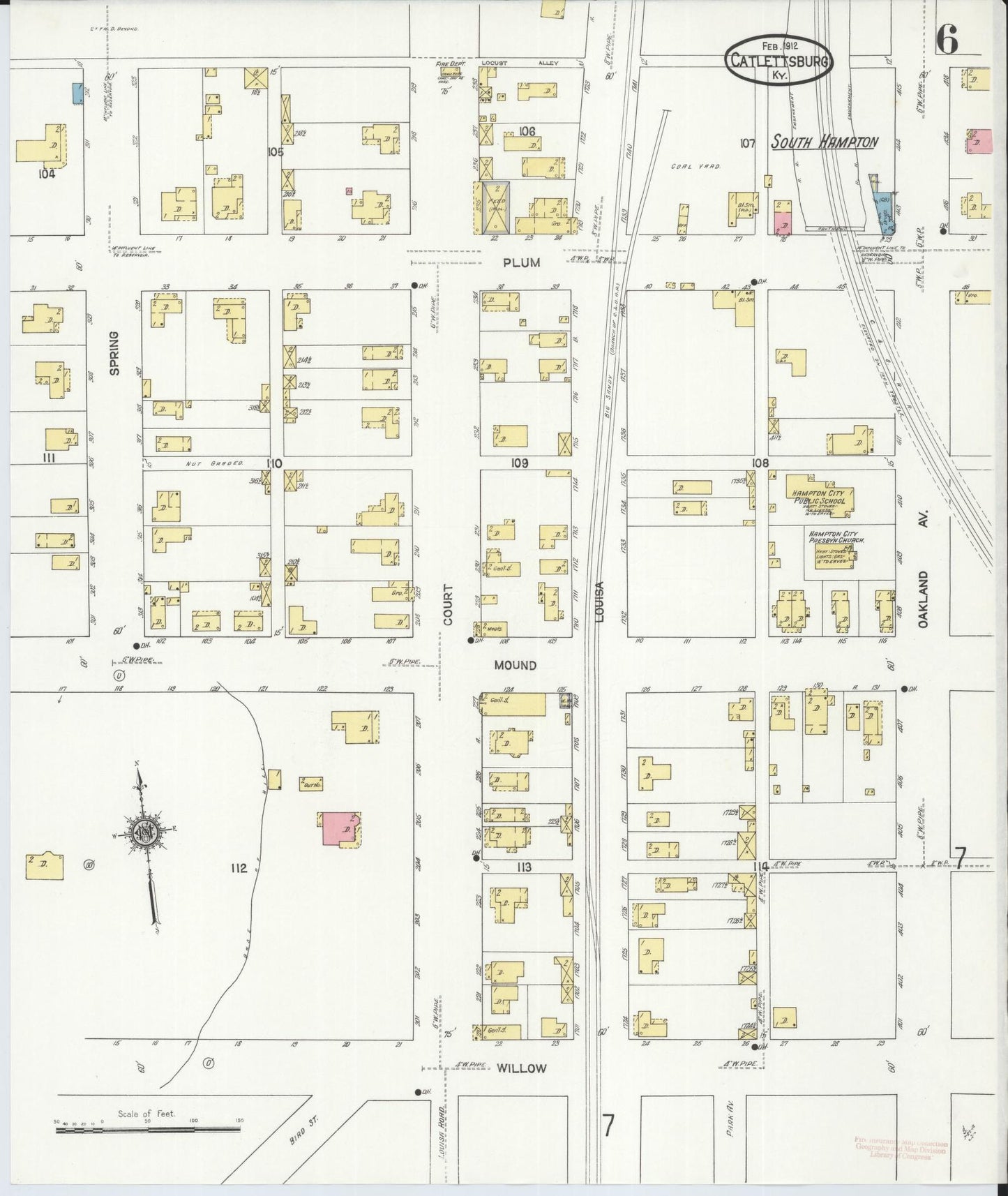 Sanborn Fire Insurance Map from Catlettsburg, Boyd County, Kentucky (1912), Sheet #0006 - Complete Map Set gallery image, historic Sanborn map, vintage wall art, Kentucky Kentucky