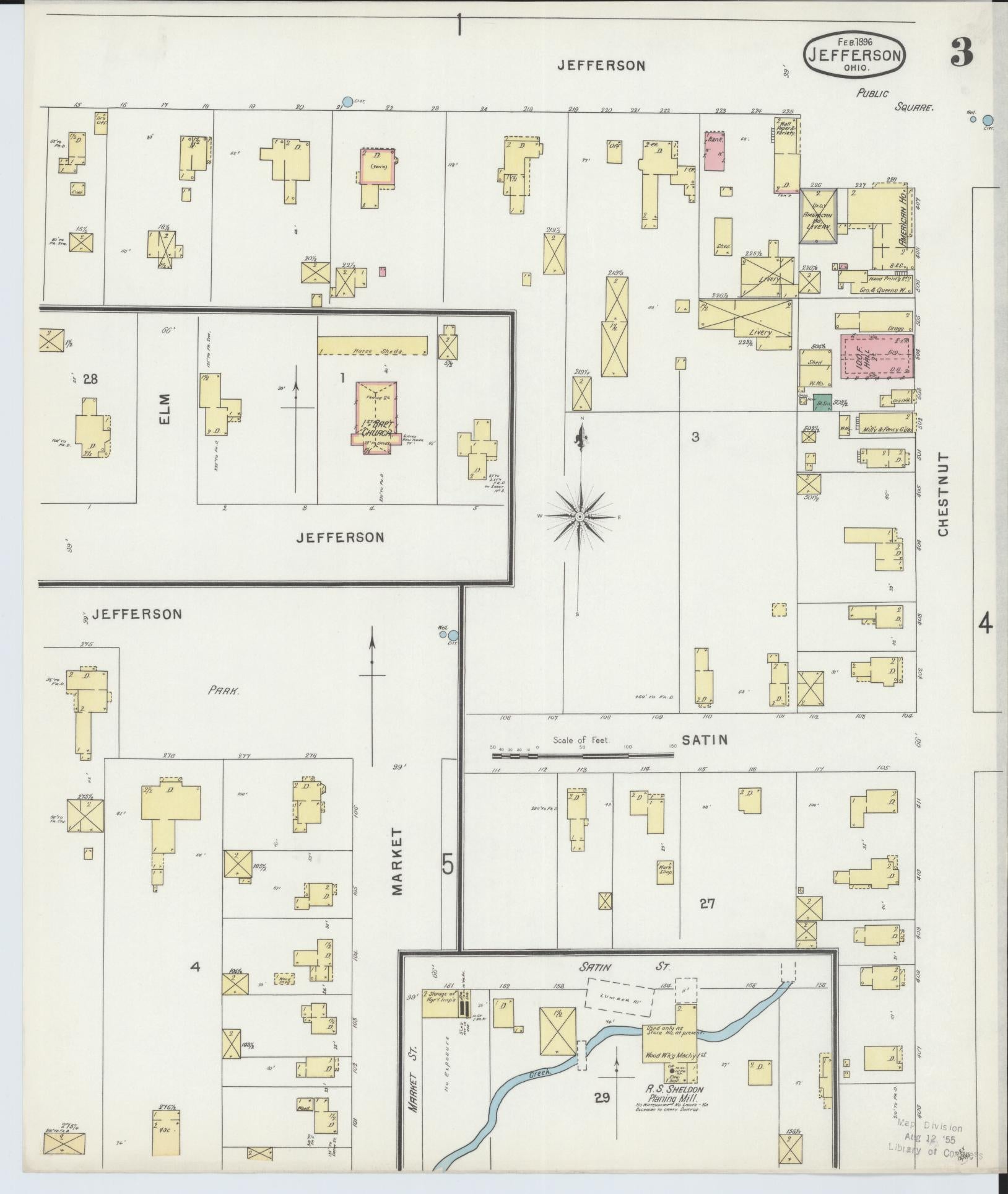 Sanborn Fire Insurance Map from Jefferson, Ashtabula County, Ohio (1896), Sheet #0003 - Complete Map Set gallery image, historic Sanborn map, vintage wall art, Ohio Ohio