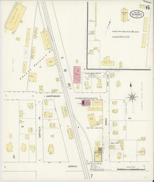 Sanborn Fire Insurance Map from Dundee, Yates County, New York (1909), Sheet #0006 - Historic Sanborn Fire Insurance Map Print, vintage old map wall art, antique decor, genealogy gift, New York New York map