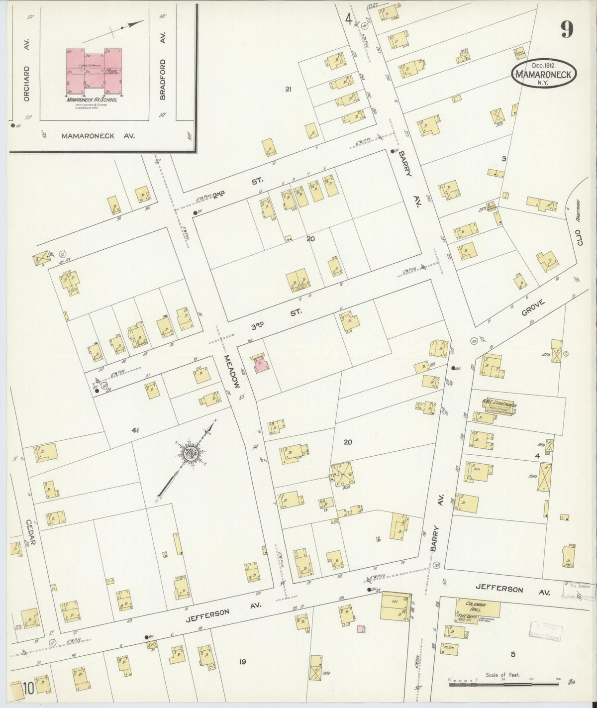 Sanborn Fire Insurance Map from Mamaroneck, Westchester County, New York (1912), Sheet #0008 - Complete Map Set gallery image, historic Sanborn map, vintage wall art, New York New York