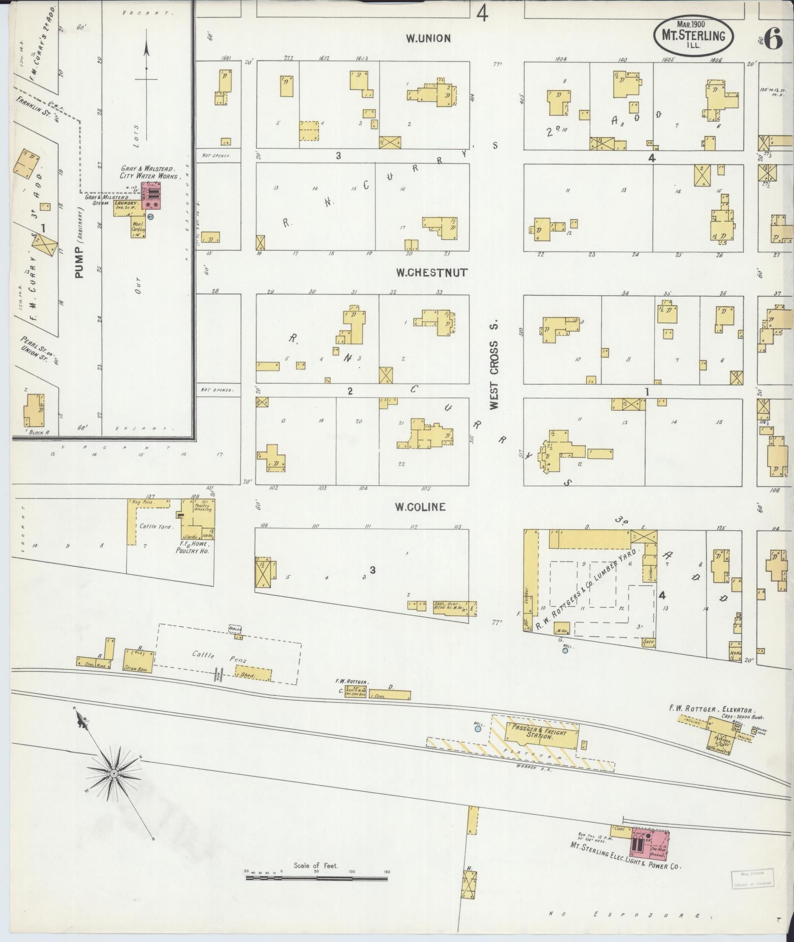 Sanborn Fire Insurance Map from Mount Sterling, Brown County, Illinois (1900), Sheet #0006 - Complete Map Set gallery image, historic Sanborn map, vintage wall art, Illinois Illinois