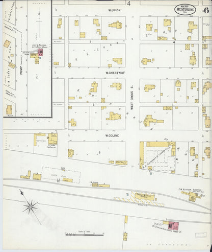 Sanborn Fire Insurance Map from Mount Sterling, Brown County, Illinois (1900), Sheet #0006 - Complete Map Set gallery image, historic Sanborn map, vintage wall art, Illinois Illinois