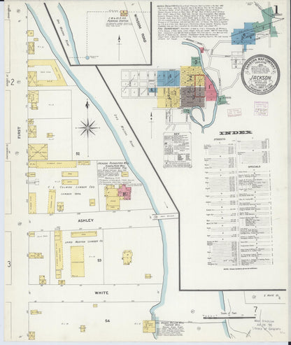 Sanborn Fire Insurance Map from Jackson, Jackson County, Minnesota (1907), Sheet #0001 - Historic Sanborn Fire Insurance Map Print, vintage old map wall art, antique decor, genealogy gift, Minnesota Minnesota map