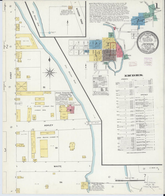 Sanborn Fire Insurance Map from Jackson, Jackson County, Minnesota (1907), Sheet #0001 - Historic Sanborn Fire Insurance Map Print, vintage old map wall art, antique decor, genealogy gift, Minnesota Minnesota map