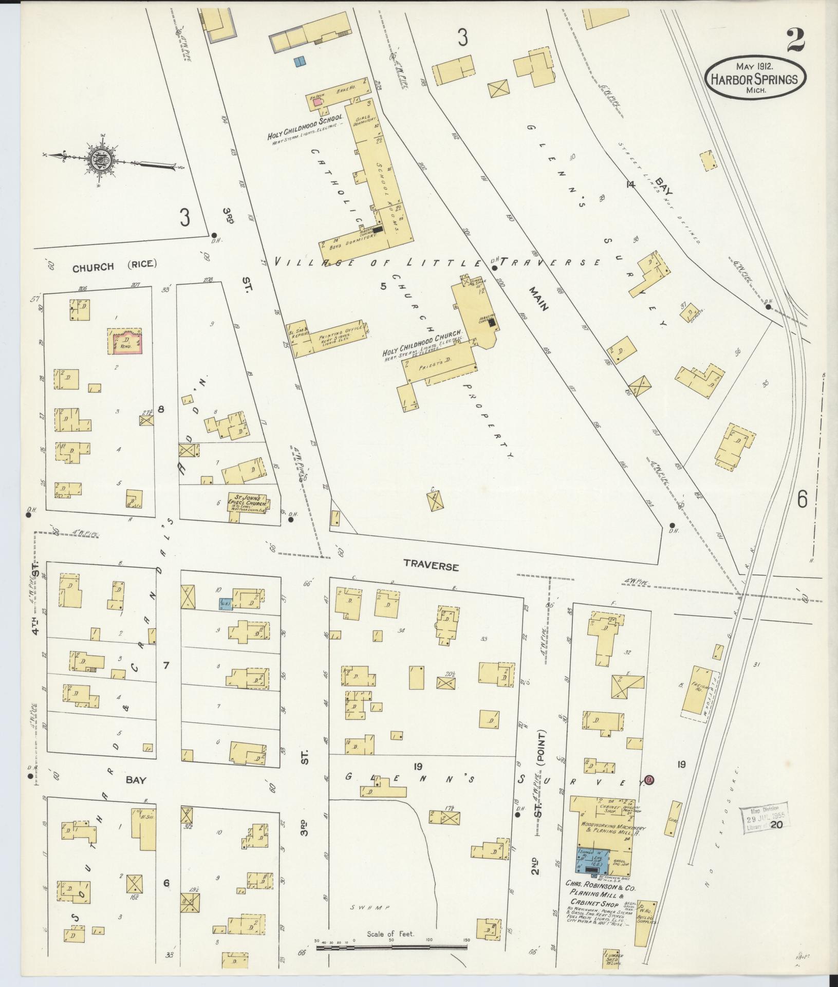 Sanborn Fire Insurance Map from Harbor Springs, Emmet County, Michigan (1912), Sheet #0002 - Complete Map Set gallery image, historic Sanborn map, vintage wall art, Michigan Michigan
