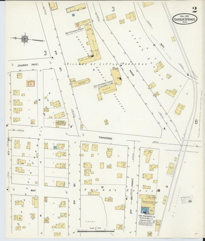 Sanborn Fire Insurance Map from Harbor Springs, Emmet County, Michigan (1912), Sheet #0002 - Complete Map Set gallery image, historic Sanborn map, vintage wall art, Michigan Michigan