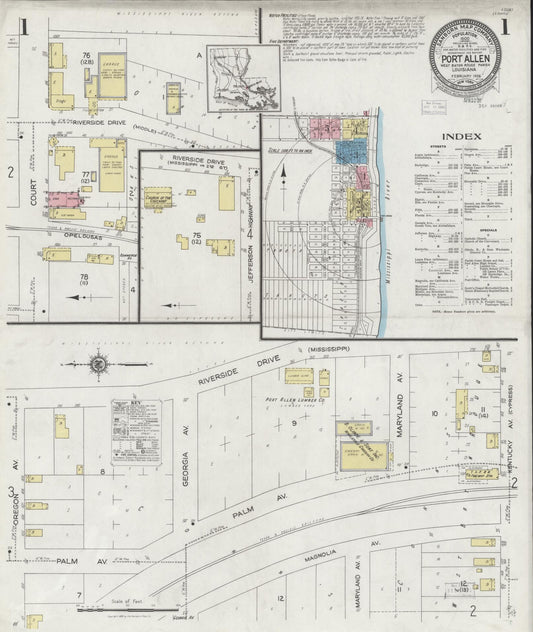 Sanborn Fire Insurance Map from Port Allen, West Baton Rouge Parish, Louisiana. (1926) – Historic Sanborn Fire Insurance Map Print