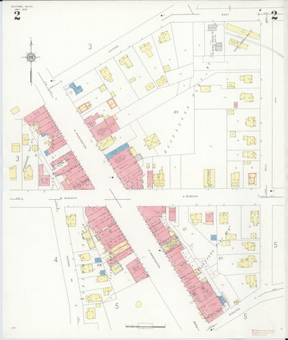 Sanborn Fire Insurance Map from Oxford, Oakland County, Michigan (1937), Sheet #0002 - Complete Map Set gallery image, historic Sanborn map, vintage wall art, Michigan Michigan