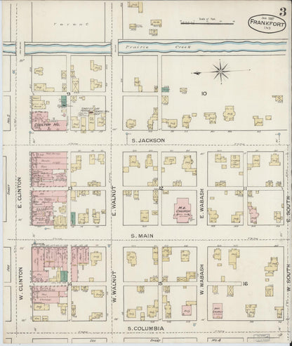 Sanborn Fire Insurance Map from Frankfort, Clinton County, Indiana (1887), Sheet #0003 - Complete Map Set gallery image, historic Sanborn map, vintage wall art, Indiana Indiana