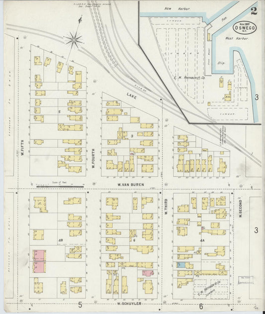 Sanborn Fire Insurance Map from Oswego, Oswego County, New York (1897), Sheet #0002 - Historic Sanborn Fire Insurance Map Print, vintage old map wall art, antique decor, genealogy gift, New York New York map