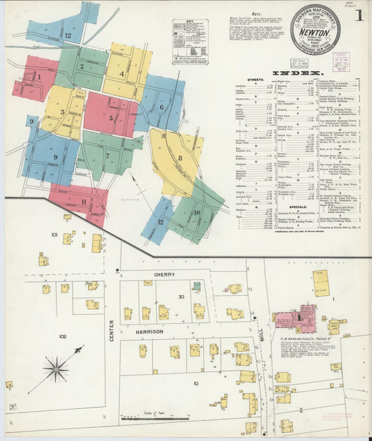 Sanborn Fire Insurance Map from Newton, Sussex County, New Jersey (1903), Sheet #0001 - Historic Sanborn Fire Insurance Map Print, vintage old map wall art, antique decor, genealogy gift, New Jersey New Jersey map