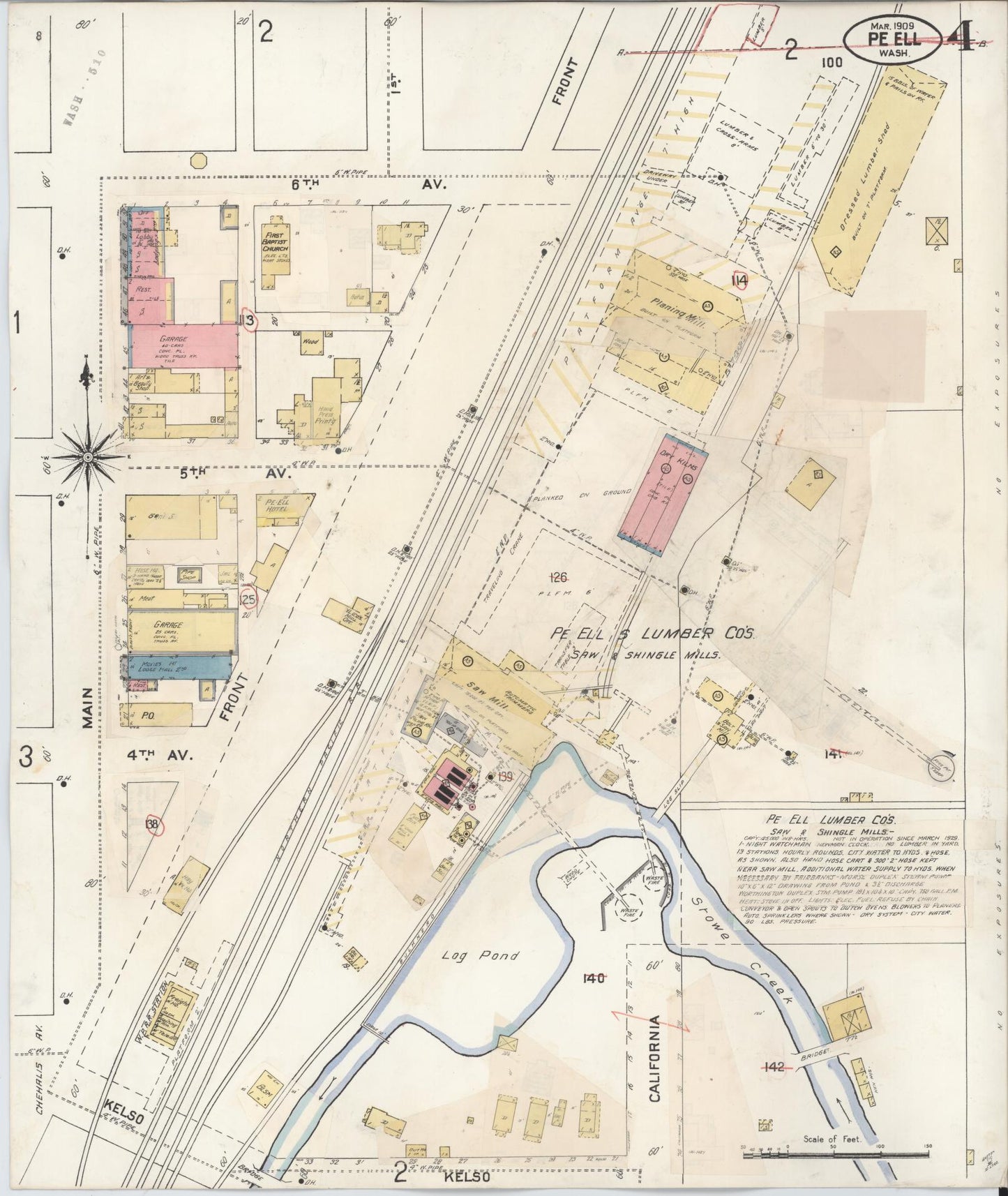 Sanborn Fire Insurance Map from Pe Ell, Lewis County, Washington (1930), Sheet #0004 - Complete Map Set gallery image, historic Sanborn map, vintage wall art, Washington Washington