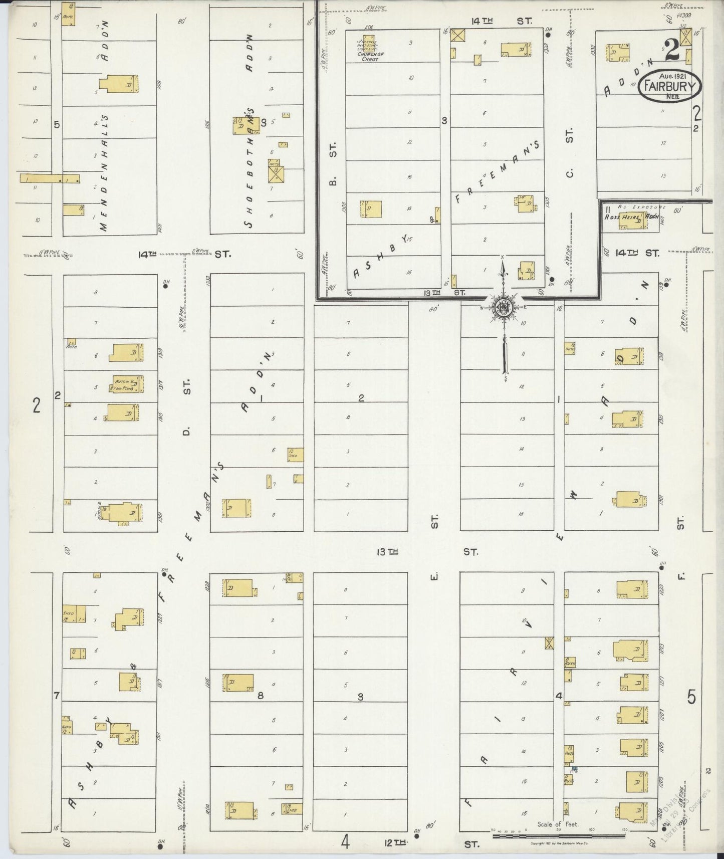Sanborn Fire Insurance Map from Fairbury, Jefferson County, Nebraska (1921), Sheet #0002 - Complete Map Set gallery image, historic Sanborn map, vintage wall art, Nebraska Nebraska