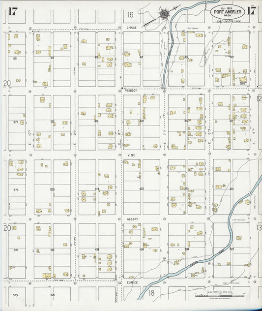 Sanborn Fire Insurance Map from Port Angeles, Clallam County, Washington (1924), Sheet #0017 - Historic Sanborn Fire Insurance Map Print, vintage old map wall art, antique decor, genealogy gift, Washington Washington map