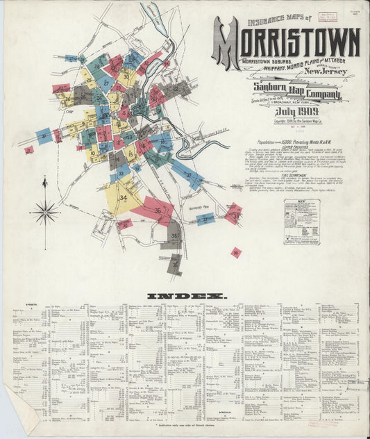 Sanborn Fire Insurance Map from Morristown, Morris County, New Jersey. (1909) – Historic Sanborn Fire Insurance Map Print