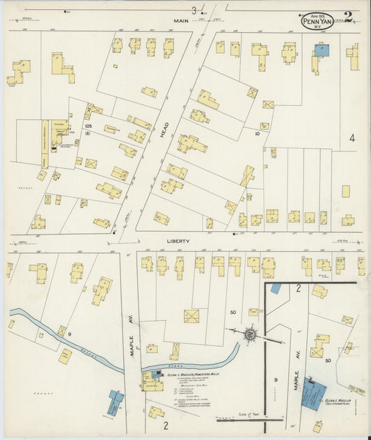 Sanborn Fire Insurance Map from Penn Yan, Yates County, New York (1915), Sheet #0001 - Historic Sanborn Fire Insurance Map Print, vintage old map wall art, antique decor, genealogy gift, New York New York map