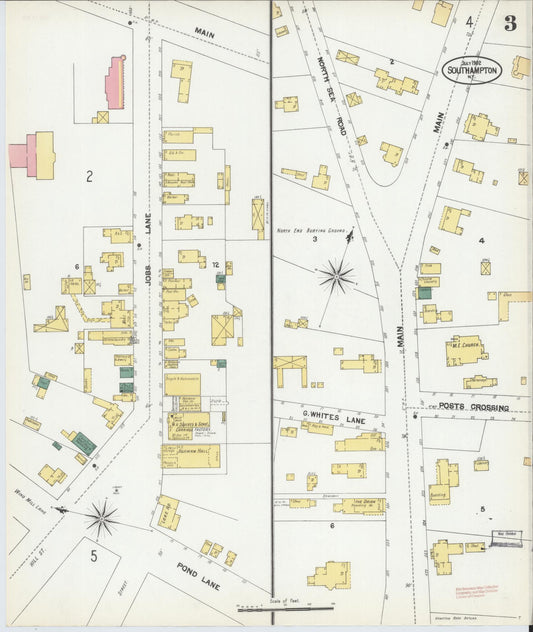 Sanborn Fire Insurance Map from Southampton, Suffolk County, New York (1902), Sheet #0003 - Historic Sanborn Fire Insurance Map Print, vintage old map wall art, antique decor, genealogy gift, New York New York map