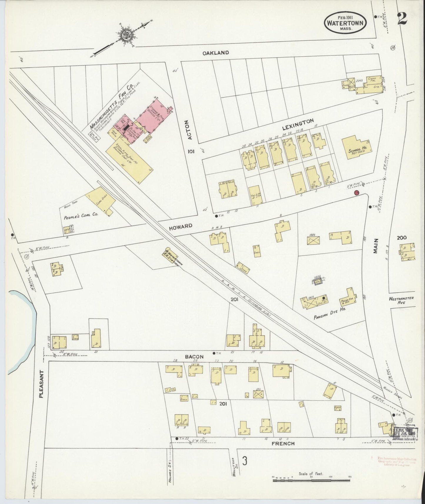 Sanborn Fire Insurance Map from Watertown, Middlesex County, Massachusetts (1911), Sheet #0002 - Complete Map Set gallery image, historic Sanborn map, vintage wall art, Massachusetts Massachusetts
