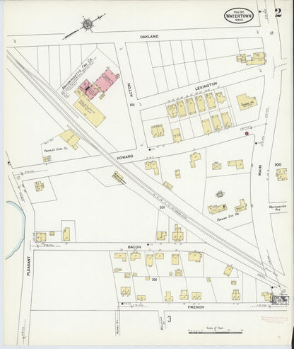 Sanborn Fire Insurance Map from Watertown, Middlesex County, Massachusetts (1911), Sheet #0002 - Complete Map Set gallery image, historic Sanborn map, vintage wall art, Massachusetts Massachusetts