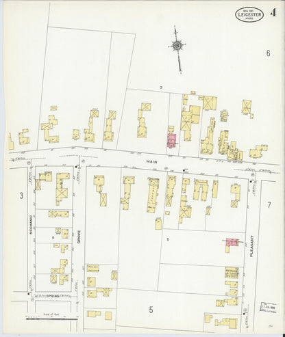 Sanborn Fire Insurance Map from Leicester, Worcester County, Massachusetts (1910), Sheet #0004 - Complete Map Set gallery image, historic Sanborn map, vintage wall art, Massachusetts Massachusetts