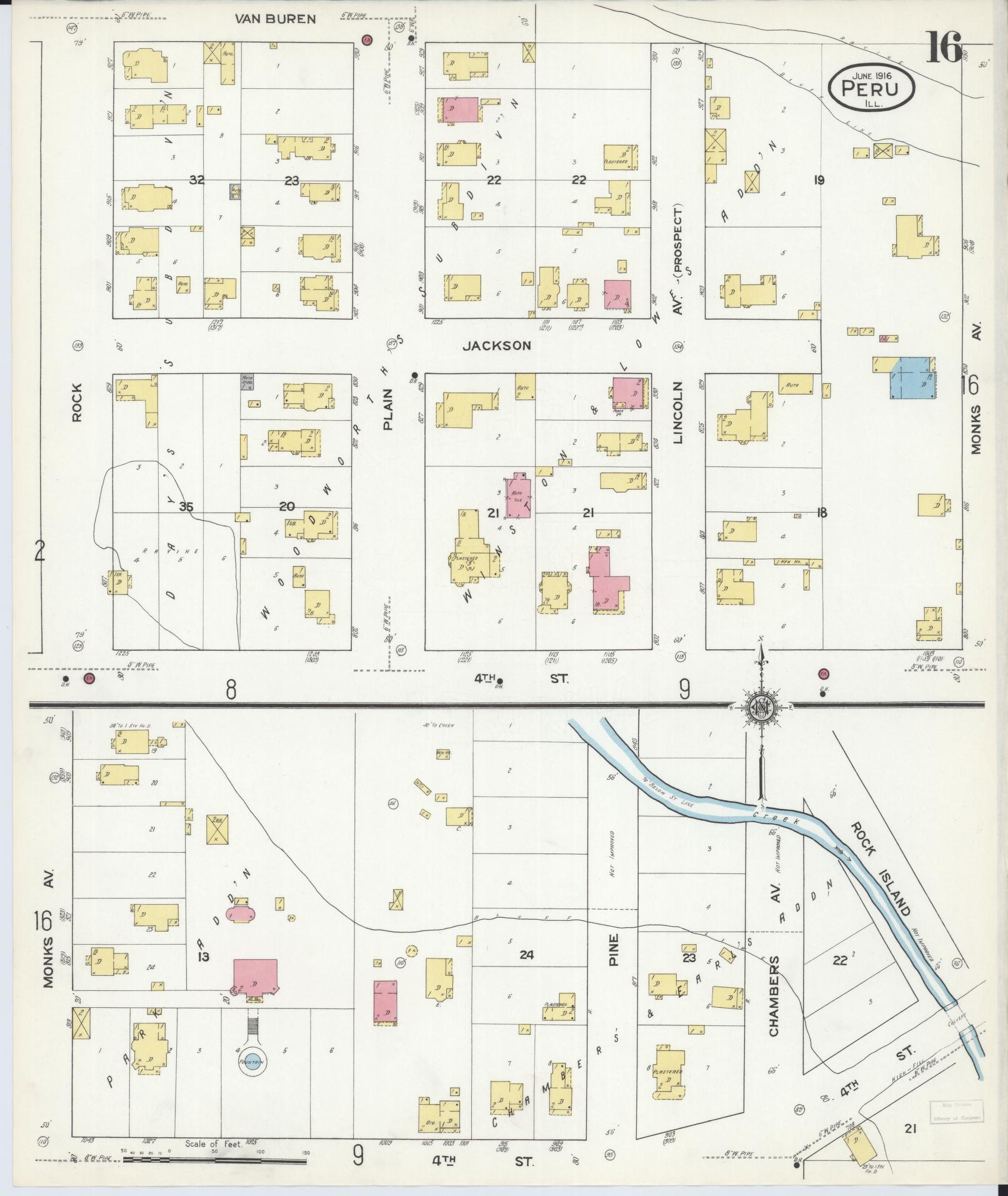 Sanborn Fire Insurance Map from Peru, La Salle County, Illinois (1916), Sheet #0016 - Complete Map Set gallery image, historic Sanborn map, vintage wall art, Illinois Illinois