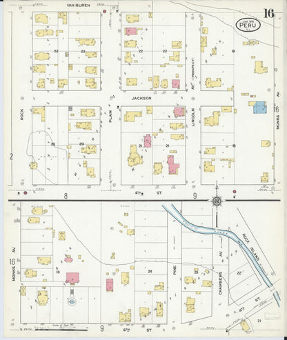 Sanborn Fire Insurance Map from Peru, La Salle County, Illinois (1916), Sheet #0016 - Complete Map Set gallery image, historic Sanborn map, vintage wall art, Illinois Illinois