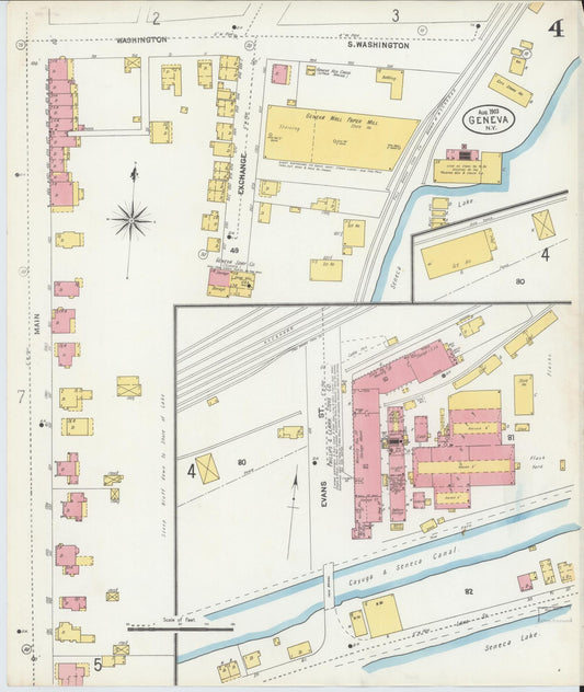 Sanborn Fire Insurance Map from Geneva, Ontario County, New York (1903), Sheet #0004 - Historic Sanborn Fire Insurance Map Print, vintage old map wall art, antique decor, genealogy gift, New York New York map