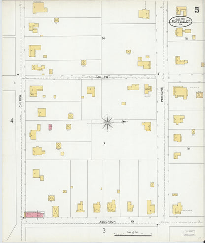 Sanborn Fire Insurance Map from Fort Valley, Peach County, Georgia (1905), Sheet #0005 - Complete Map Set gallery image, historic Sanborn map, vintage wall art, Georgia Georgia