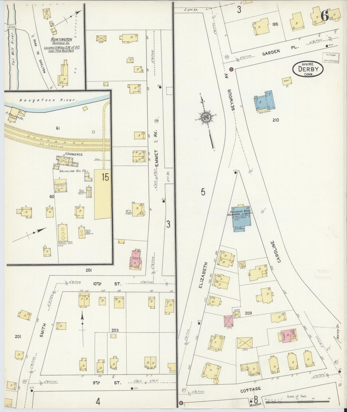 Sanborn Fire Insurance Map from Derby, New Haven County, Connecticut (1912), Sheet #0006 - Complete Map Set gallery image, historic Sanborn map, vintage wall art, Connecticut Connecticut