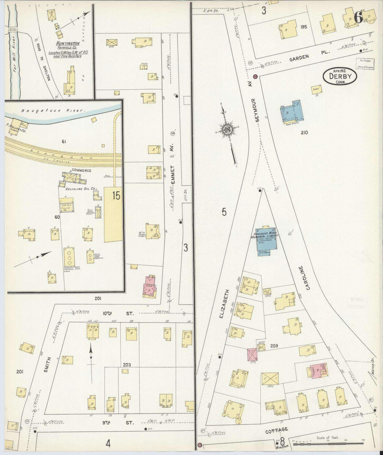 Sanborn Fire Insurance Map from Derby, New Haven County, Connecticut (1912), Sheet #0006 - Complete Map Set gallery image, historic Sanborn map, vintage wall art, Connecticut Connecticut