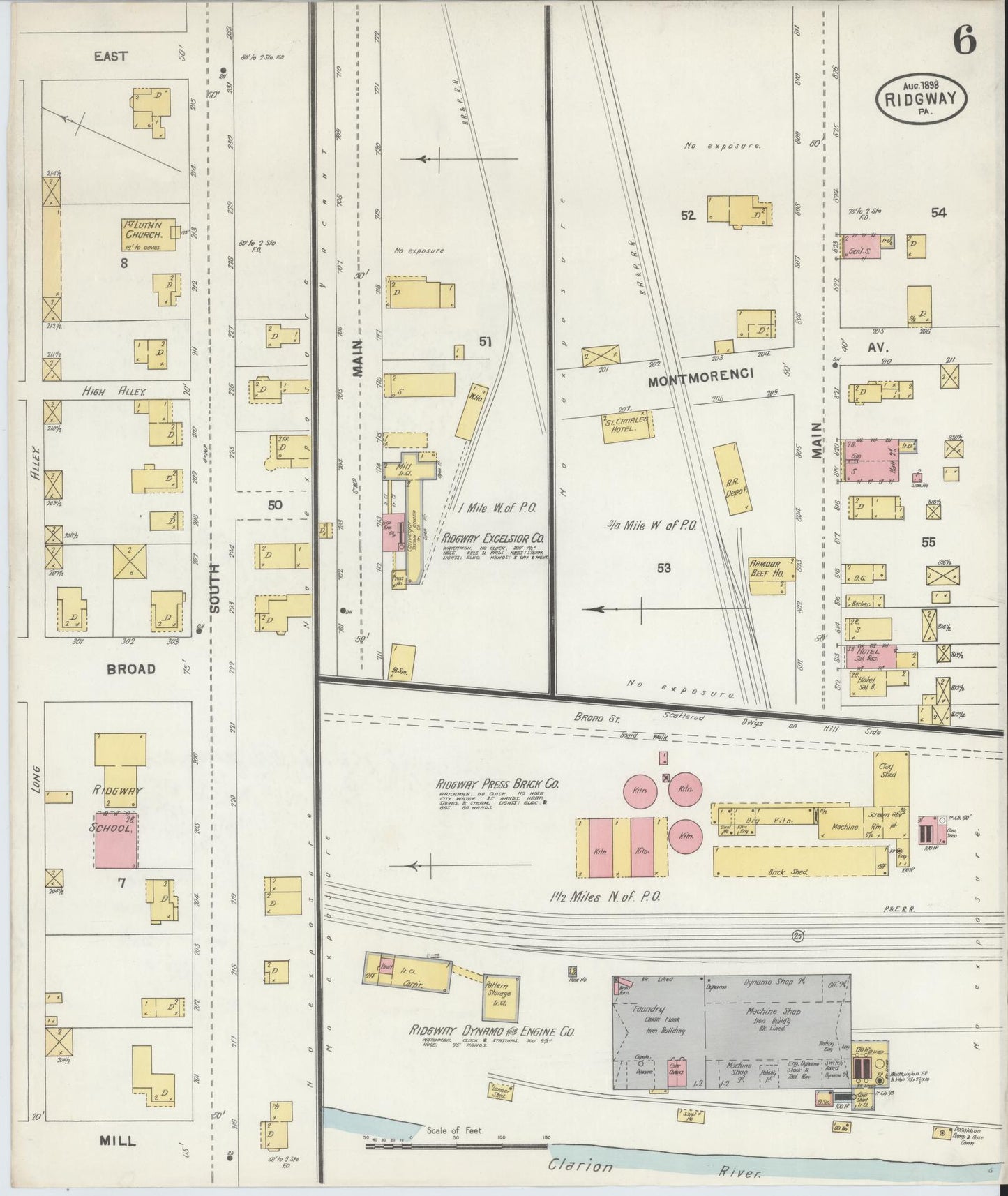 Sanborn Fire Insurance Map from Ridgway, Elk County, Pennsylvania (1898), Sheet #0006 - Complete Map Set gallery image, historic Sanborn map, vintage wall art, Pennsylvania Pennsylvania