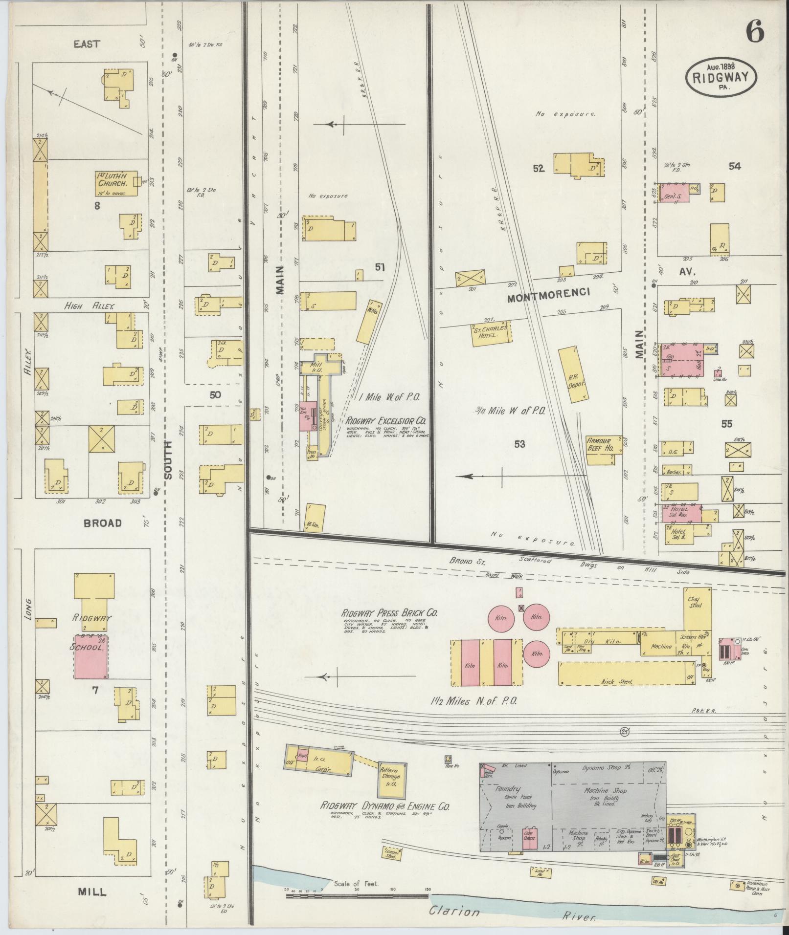 Sanborn Fire Insurance Map from Ridgway, Elk County, Pennsylvania (1898), Sheet #0006 - Complete Map Set gallery image, historic Sanborn map, vintage wall art, Pennsylvania Pennsylvania