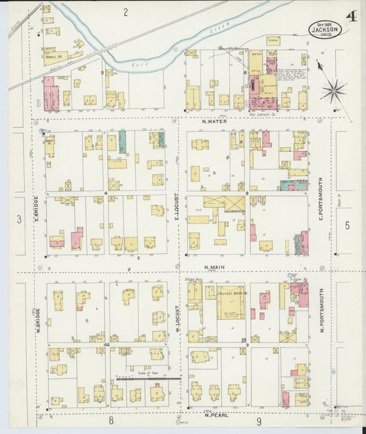 Sanborn Fire Insurance Map from Jackson, Jackson County, Ohio (1905), Sheet #0004 - Historic Sanborn Fire Insurance Map Print, vintage old map wall art, antique decor, genealogy gift, Ohio Ohio map