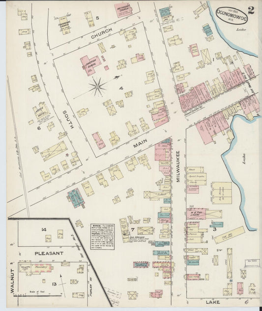 Sanborn Fire Insurance Map from Oconomowoc, Waukesha County, Wisconsin (1884), Sheet #0002 - Historic Sanborn Fire Insurance Map Print, vintage old map wall art, antique decor, genealogy gift, Wisconsin Wisconsin map