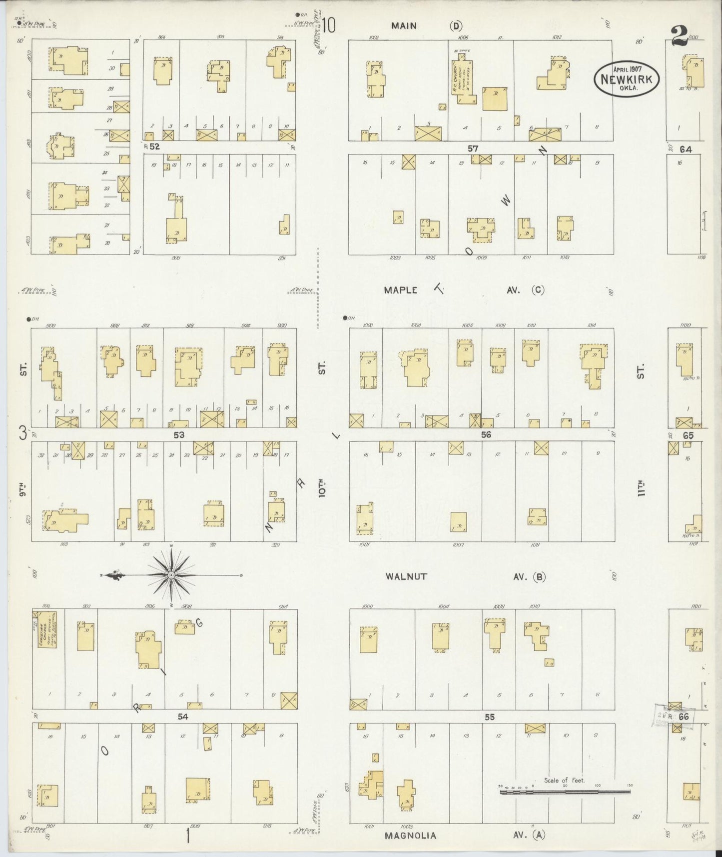 Sanborn Fire Insurance Map from Newkirk, Kay County, Oklahoma (1907), Sheet #0002 - Complete Map Set gallery image, historic Sanborn map, vintage wall art, Oklahoma Oklahoma