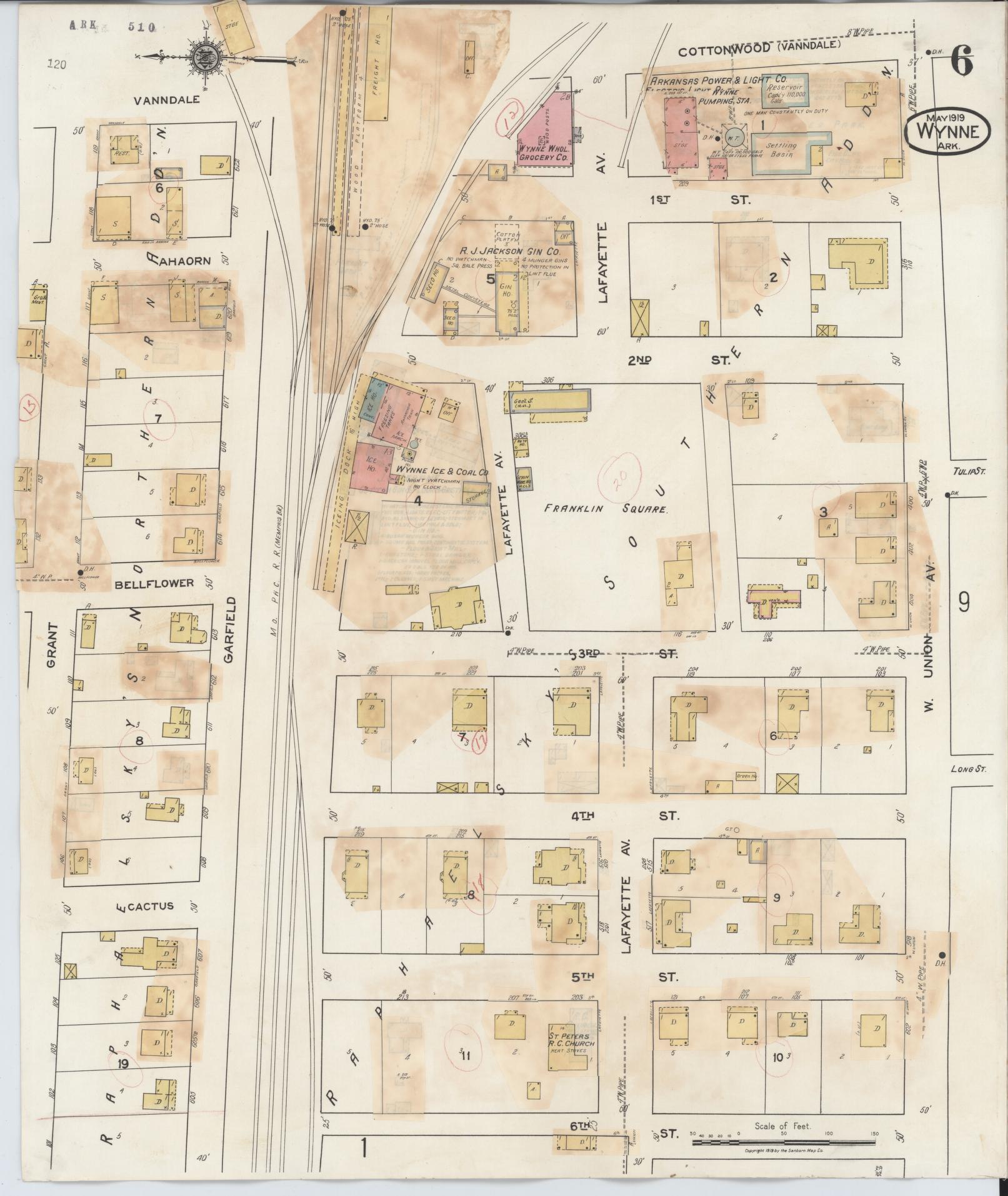 Sanborn Fire Insurance Map from Wynne, Cross County, Arkansas (1945), Sheet #0006 - Complete Map Set gallery image, historic Sanborn map, vintage wall art, Arkansas Arkansas