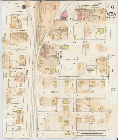 Sanborn Fire Insurance Map from Wynne, Cross County, Arkansas (1945), Sheet #0006 - Complete Map Set gallery image, historic Sanborn map, vintage wall art, Arkansas Arkansas