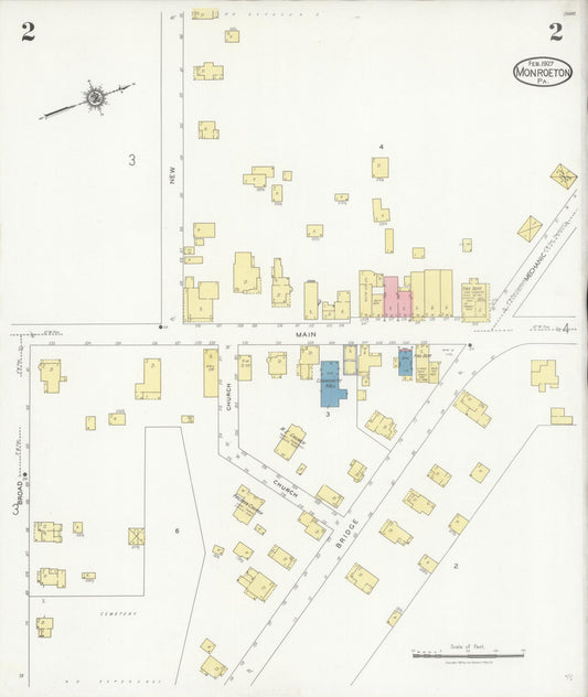 Sanborn Fire Insurance Map from Monroeton, Bradford County, Pennsylvania (1927), Sheet #0002 - Historic Sanborn Fire Insurance Map Print, vintage old map wall art, antique decor, genealogy gift, Pennsylvania Pennsylvania map