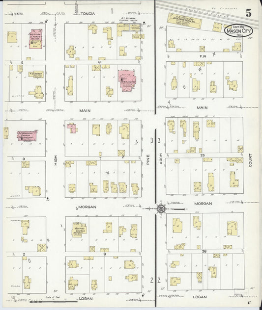 Sanborn Fire Insurance Map from Mason City, Mason County, Illinois (1914), Sheet #0005 - Historic Sanborn Fire Insurance Map Print, vintage old map wall art, antique decor, genealogy gift, Illinois Illinois map