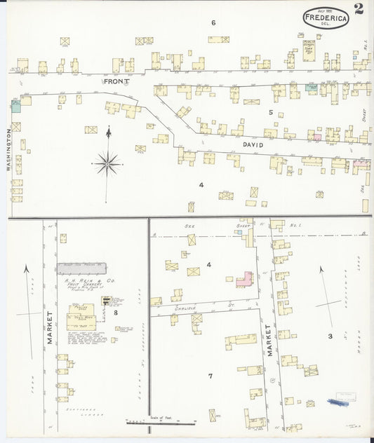 Sanborn Fire Insurance Map from Frederica, Kent County, Delaware (1891), Sheet #0002 - Historic Sanborn Fire Insurance Map Print, vintage old map wall art, antique decor, genealogy gift, Delaware Delaware map