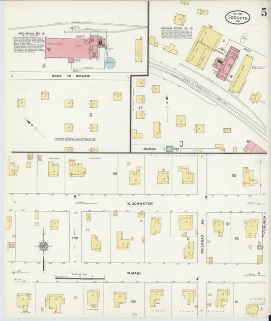 Sanborn Fire Insurance Map from Forsyth, Monroe County, Georgia (1911), Sheet #0005 - Historic Sanborn Fire Insurance Map Print, vintage old map wall art, antique decor, genealogy gift, Georgia Georgia map