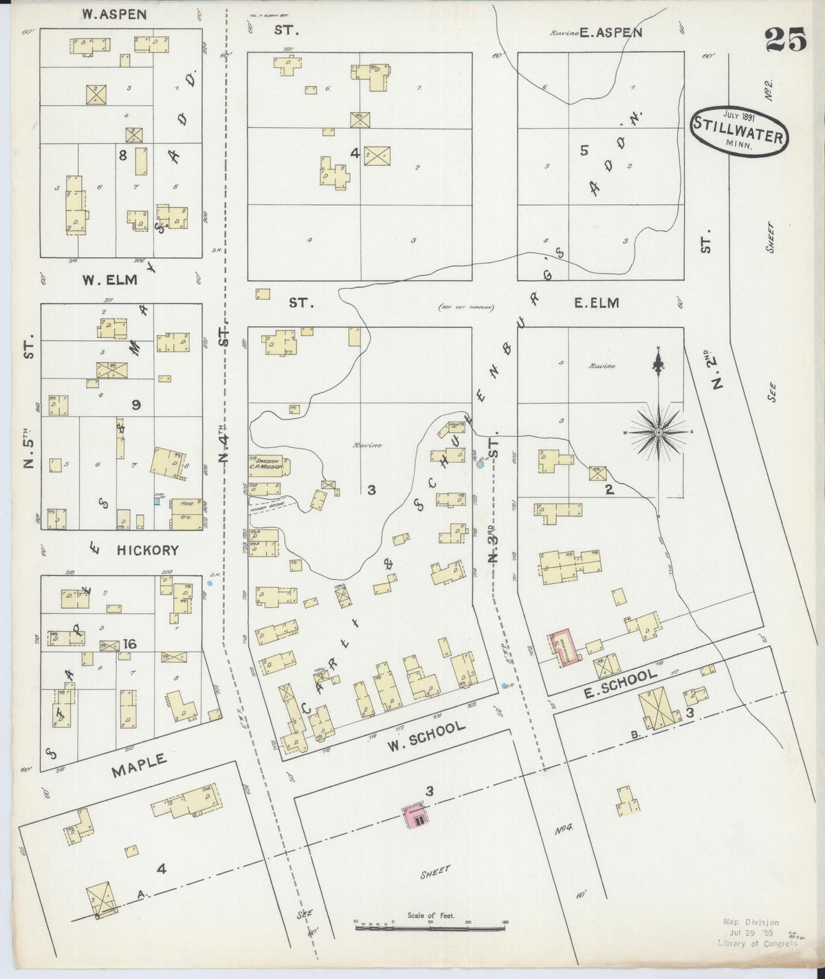 Sanborn Fire Insurance Map from Stillwater, Washington County, Minnesota (1891), Sheet #0025 - Historic Sanborn Fire Insurance Map Print, vintage old map wall art, antique decor, genealogy gift, Minnesota Minnesota map